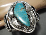 Important Huge Vintage Native American Navajo Apache Turquoise Sterling Silver Bracelet-Nativo Arts
