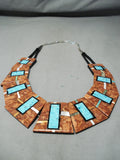 Incredibly Intricate Native American Turquoise Inlay Sterling Silver Necklace-Nativo Arts
