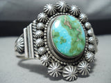 Deep Vivid Jess Quality Native American Navajo Carico Lake Turquoise Sterling Silver Bracelet-Nativo Arts