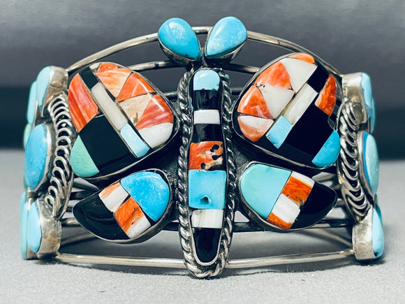 The Best Native American Navajo Turquoise Inlay Sterling Silver Butterfly Inlay Bracelet-Nativo Arts