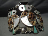 One Of The Best Vintage Native American Navajo Zuni Turquoise Sterling Silver Owl Bracelet-Nativo Arts