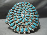 Incredible Vintage Native American Navajo Turquoise Cluster Sterling Silver Bracelet-Nativo Arts