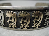 Native American Important Vintage Hopi 14k Gold Dancing Kokopelli Sterling Silver Bracelet-Nativo Arts