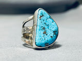Eye-catching San Felipe Morenci Turquoise Sterling Silver Ring-Nativo Arts