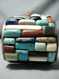 One Of The Best Ever Vintage Native American Navajo Turquoise Inlay Sterling Silver Bracelet-Nativo Arts