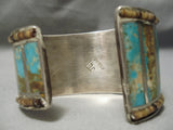 One Of The Best Vintage Native American Navajo #8 Turquoise Sterling Silver Inlay Bracelet-Nativo Arts