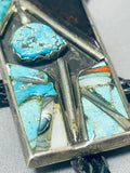 Very Unique Vintage Native American Navajo Contemporist Sterling Silver Turquoise Bolo Tie-Nativo Arts