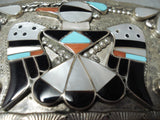 Bob Shank Vintage Zuni Turquoise Sterling Silver Buckle Native American Old-Nativo Arts