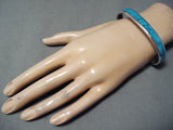 Vibrant Zuni Kingman Turquoise Sterling Silver Bracelet Native American-Nativo Arts