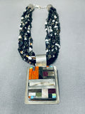 Native American Important Santo Domingo Turquoise Coral Sterling Silver Inlay Necklace-Nativo Arts