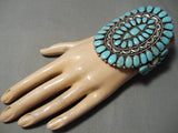 Colossal Vintage Native American Navajo Teardrop Turquoise Sterling Silver Bracelet-Nativo Arts