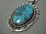 Marvelous Vintage Native American Navajo Blue Diamond Turquoise Sterling Silver Necklace-Nativo Arts