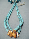 Outstanding Vintage Native American Navajo Old Kingman Turquoise Necklace With Jacla-Nativo Arts
