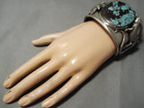 Museum Native American Detailed Gecko Turquoise Sterling Silver Bracelet-Nativo Arts