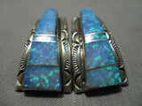 Exquisite Vintage Navajo Inlay Opal Sterling Silver Native American Pendant-Nativo Arts