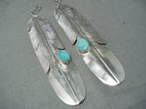 Phenomenal Navajo Native American Turquoise Sterling Silver Earrings-Nativo Arts