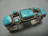 Incredible Vintage Native American Navajo Carico Lake Turquoise Sterling Silver Bracelet Old-Nativo Arts