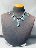 Willy Carviso Vintage Native American Navajo Turquoise Sterling Silver Necklace Old-Nativo Arts