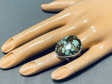 Herm Vandever Native American Navajo #8 Turquoise Mine Sterling Silver Ring-Nativo Arts