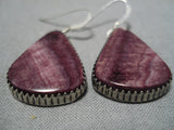 Fabulous Vintage Native American Navajo Purple Spiny Oyster Sterling Silver Earrings Old-Nativo Arts