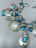 Absolutely Incredible Vintage Native American Navajo Turquoise Sterling Silver Charm Bracelet-Nativo Arts