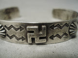 Early 1900's Vintage Native American Navajo Whilring Logs Sterling Silver Bracelet-Nativo Arts
