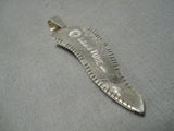 Native American Important Vintage Navajo David Tune Lightning Turquoise Sterling Silver Pendant-Nativo Arts