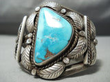 Museum Vintage Native American Navajo Old Morenci Turquoise Sterling Silver Bracelet Old-Nativo Arts