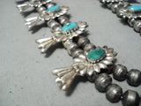 Women's Vintage Native American Navajo Turquoise Sterling Silver Squash Blossom Necklace-Nativo Arts
