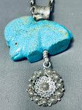 Important Vintage Native American Navajo Turquoise Rabbit Sterling Silver Necklace-Nativo Arts