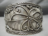 Intricate! One Of The Best Vintage Native American Navajo Carved Leaves Sterling Silver Bracelet-Nativo Arts