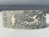 Elevated Detail Vintage Native American Navajo Eagle Sterling Silver Hand Carved Bracelet-Nativo Arts