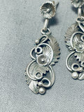Impressive Vintage Native American Navajo Sterling Silver Earrings Signed K. Montoya-Nativo Arts