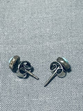 Amazing Vintage Native American Navajo Turquoise Eye Sterling Silver Earrings-Nativo Arts