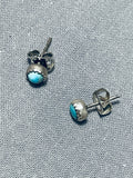 Beautiful Vintage Native American Navajo Turquoise Eye Sterling Silver Earrings-Nativo Arts