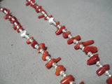 Impressive Navajo Coral Sterling Silver Rosary Necklace Native American-Nativo Arts