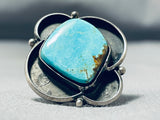 Impressive Vintage Native American Navajo #8 Turquoise Mine Sterling Silver Ring-Nativo Arts