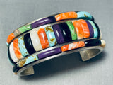 Native American Extremely Rare Carlos Eagle Vintage Turquoise Inlay Sterling Silver Bracelet-Nativo Arts