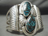 Very Rare Vintage Native American Navajo Green Bisbee Turquoise Sterling Silver Bracelet Old-Nativo Arts