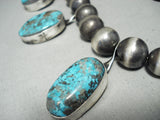 543 Gram Important Native American Navajo Rare Turquoise Sterling Silver Squash Blossom Necklace-Nativo Arts