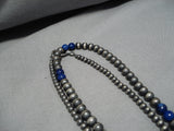 Museum Vintage Native American Navajo Lapis Sterling Silver Wrap Around Necklace-Nativo Arts