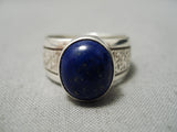 Important Native American Zuni Vintage Mike Simplicio Lapis Sterling Silver Ring-Nativo Arts