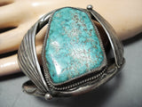 Rare Indian Mountain Turquoise Vintage Native American Navajo Sterling Silver Bracelet Old-Nativo Arts