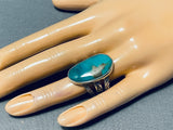 Impressive San Felipe Pilot Mountain Turquoise Sterling Silver Ring Signed-Nativo Arts