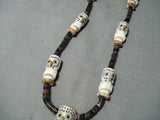 Native American Completely Hand Carved Vintage Santo Domingo Owl Sterling Silver Necklace-Nativo Arts