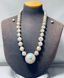 Museum 161 Gram Vintage Native American Navajo Turquoise Tubule Sterling Silver Necklace-Nativo Arts