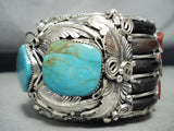 Monster Bear Native American Navajo Authentic Turquoise Sterling Silver Bracelet-Nativo Arts