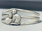 Family Of Cats Vintage Southwestern Sterling Silver Bracelet-Nativo Arts