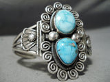 Tremendous Vintage Native American Navajo Old Kingman Turquoise Sterling Silver Bracelet-Nativo Arts