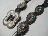 Native American Early Highly Detailed Sterling Silver Turquoise Concho Belt Old-Nativo Arts